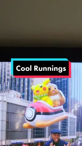 Jamaiican bobsled WHO?! #pokemon #thanksgiving #macysthanksgivingdayparade #pikachu #eevee #parade #coolrunnings #fyp 