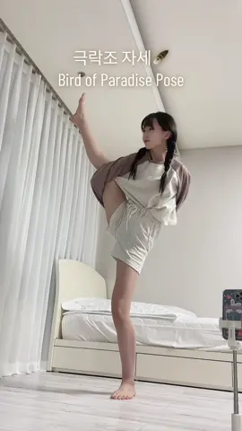 오늘은 고관절과 어깨를 열어주는 스바르가 드비자사나 극락조자세를 해보겠습니다🪶  #운동 #요가 #workout #yoga #stretch #flexible #splits 