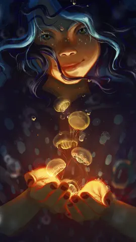 Painting a sea witch conjuring magical jellyfish for a collab with @Adobe #digitalart #photoshop #Adobefresco #adobepartner 
