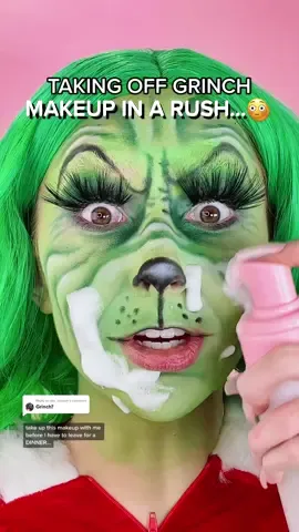 Replying to @obv_notsam Taking off makeup in a RUSH..😨 Had little time to take off the Grinch Christmas makeup look before doing light glam makeup after✨ Love layering hydrating shiny skincare & love glowy skin🎄🫶 #makeuptransformation #makeupideas #makeuptips #getunreadywithme #makeupremoval #takeoffmymakeup 