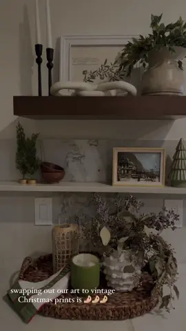 This is probably my most extra Christmas decor move… swabbing out all of our art prints for vintage Christmas ones… but oh how it sets the mood 🤌🏼  #christmasdecor #holidayseason2022  #cornerofmyhome 