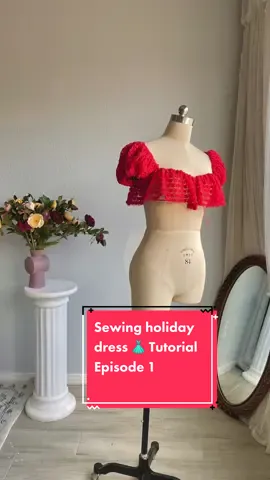 Sewing rose holiday dress tutorials fashion brand episode 1 #fashiondesigner #sewingtutorial #holidaydress #diydress #fashiondesign #rosedress #sewing 