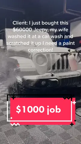 Jeep wrangler in for a paint correction and interior detail let us know how we did ! #pressurewashing #foamwash  #screammovie 