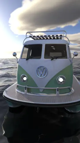 The WaterVan #floatingmotors #floating #van #floatingvan #camper #caravan #floatinghouse #houseboat #boat #t1 #vw #camping #westfalia #yacht #60s #hippie 