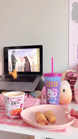 The rice cakes were so good 😍 #spiceandwolf #cozyanime #comfortanime #animetowatch #kawaii #kawaiiroom #kawaiisetup #pinkcore #cutecore #pinkaesthetic #desksetup #kawaiidesksetup #kawaiiaesthetic 