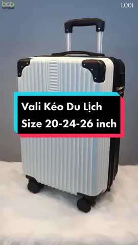 Vali kéo du lịch nhựa ABS size 20/24/26 inch màu đen trắng trọng lượng nhẹ đàn hồi cao cấp #vali #valikeo #validulich 