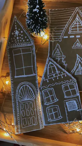 Cardboard gingerbread houses🫶🏽🎄 #gingerbreadhouse #diycraft #holidaycrafts 