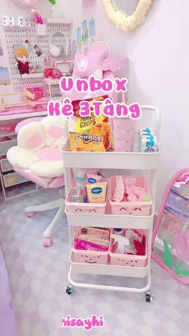 Kệ 3 tầng #kimisayhi #fypシ #unboxing #review #lazada #pink #decor #bedroom #xuhuongtiktok 