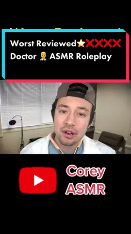 Watch ENTIRE “WORST Reviewed Doctor Roleplay ASMR” video on my YouTube Channel! 🔗 Link to video in bio! ♥️ YT: Corey ASMR #fastasmr #coreyasmr #roleplayasmr #doctorasmr 