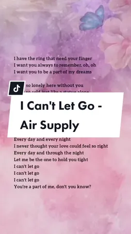I Can't Let Go - Air Supply #fyp #foryou  #icantletgo #airsupply #song #lyrics 