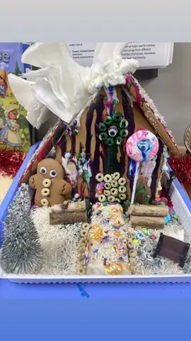 Halloween Themed Gingerbread House 🎄 My life as a preschool teacher 👩🏽‍🏫#teachersoftiktok #gingerbreadhouse #competition #schoollife #creative 