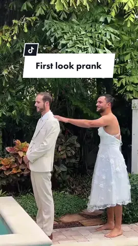 My brothers best man dresses up as the bride for the first look 😂 the reaction was just too good😂 #weddingtiktok #weddingprank #firstlookprank 