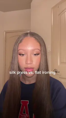 Difference between a silk press & a regular  flat ironing #greenscreen 