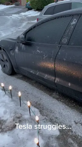 Teslas don’t like freezing rain… #tesla #thankselon #sendhelp 