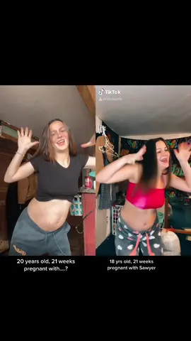 #duet with @mamahectik comparing side to side, idk i think theres only one and i think its a girl 🤣🤍 #21weekspregnant #pregnancy #fyp #dance 