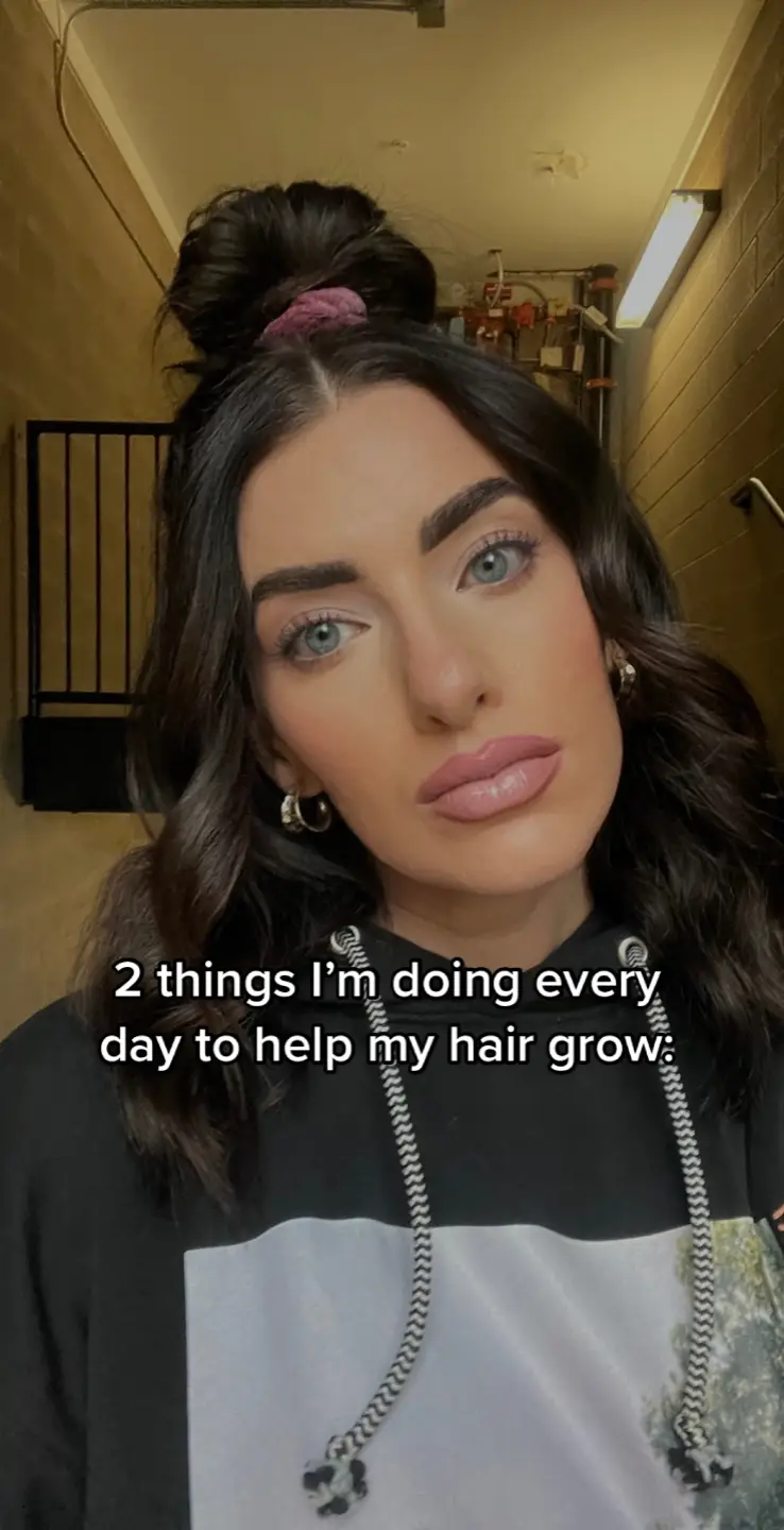 2 daily nonnegotiables for hair growth ••• #hairgrowth #hairoil #hairoiling #hairserum 