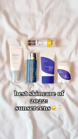 comment below your favorite sunscreens from 2022 below! i’m always looking to try new ones out 👇🏼 #fyp #bestskincare2022 #bestskincare #bestsunscreens2022 #bestsunscreens #isntreewaterysungel #isntreewaterysungelsunstick #skin1004 #skin1004hyalucica #skin1004hyalusunserum #skin1004hyalucicawaterfitsunserum #colorescience #coloresciencesunforgettable #supergoop #supergooppowdersunscreen #powdersunscreen #skincaretiktok #sunscreentiktok #sunscreenisimportant 