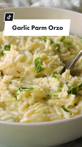 20 minutes, 1 pan 🎉 This Garlic Parm Orzo is always a hit! (Recipe at the 🔗 in my bio) #orzo #orzotok #pastarecipe 