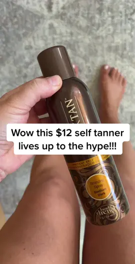 This $12 spray self tanner is so good! Super easy application- spray on and rub in with a mitt. #SelfCare #selftanner #selftanning #drugstoremakeupfavorites #amazonfinds #amazonbeauty #darkselftan 