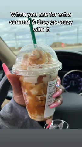 Slurping up all caramel chunks 😂 #fyp #starbucksdrinks #itwasneverthatserious 