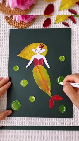 Leaf Mermaid for you，cute and easy💕 #DIY #crafting #handworktips #easydrawing #preschoolcrafts #craftideas #leafart #leafcrafting #leafartwork #forbabygril❣️ 