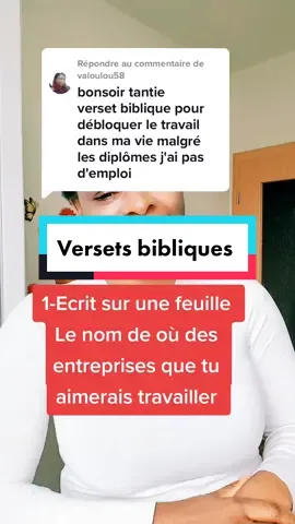 Réponse à @valoulou58 #versetsbibliques pour debloquer le travail #priere 