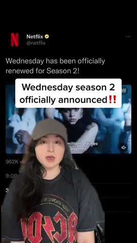 WEDNESDAY SEASON 2 OFFICIALLY CONFIRMED‼️ ##wednesday #jennaortega #netflix #netflixrecommendation #horror #horrortok#greenscreen 