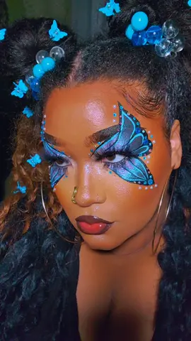 this is one of the last drafts I have of this look, and I'm so sad!! I love/miss this look sm!!! 😭 she was definitely the moment 💅🏾💙🦋✨️ #butterflymakeup #blackgirlmagic #blackgirltiktok #blackgirlluxury #blackgirlmakeup #beauty #BeautyTok #makeup #mua #grwm #lashes #fyp #foryoupage #viralvideo 