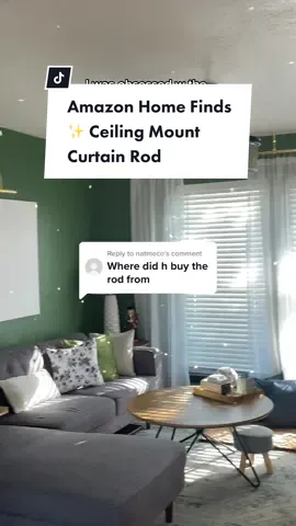 Replying to @natmeco it helps brighten up what used to feel like a very dark room 🤌🏻 I have a milkshake on my page that takes you there if you want or you can search “ceiling mount curtain rod” if you just like the idea of it! #ceilingmountedcurtains #curtainrods #livingroomcurtains 