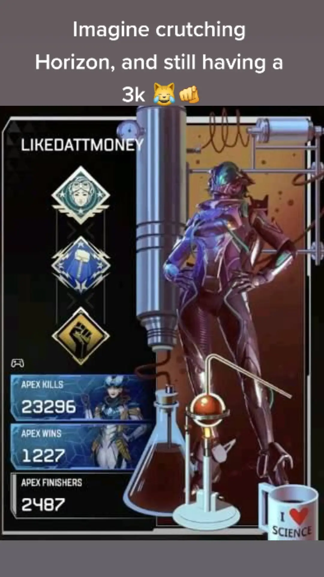 Probably the worst 3k warrior I've seen, Imagine crutching horizon and still being dogshit #apex #apexlegends #3k #3kwarrior #horizoncrutch #Crumbean #fyp 