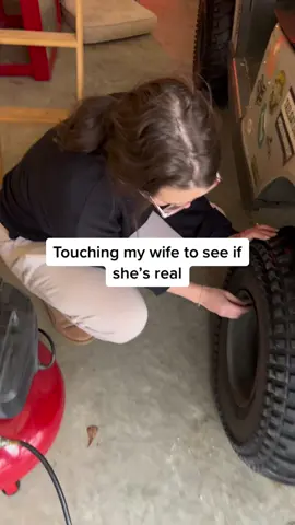 My little helper putting valve stem covers back on for me 🤣#hunteranddevin #cordlefamily #coupletok #reaction #husbandandwife 