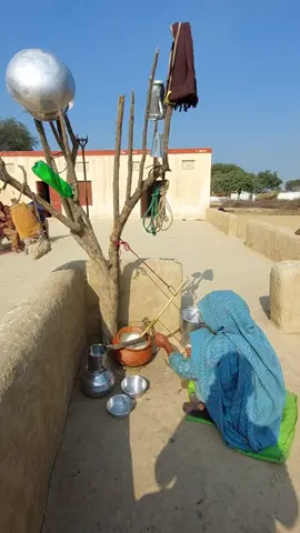 Mud house village life/old women Making butter in morning routine. Who like this life. Punja. Village Life Pakistan 🇵🇰 #naturelovers @Hassan Choudhary #hassan32bc #stunningpunjab #پنڈاں_آلے_جٹ #پنڈاں_والے #desert #villagelife 