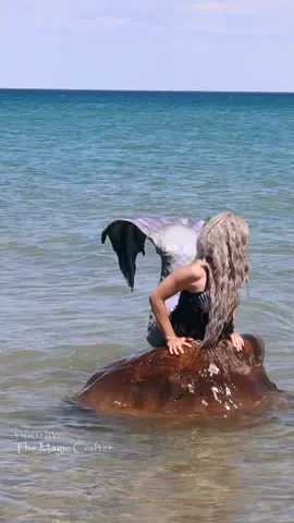 A mermaid on a rock flopping her tail around. This video was filmed after a mermaid storytime event in Rogers City, Michigan. I'm a professional mermaid who works mostly in Michigan but also travels around as needed. FYI it was VERY difficult getting onto that slippery rock 🙃 Also, the tail is 30lbs hahaha #themagiccrafter #mermaidphantom #professionalmermaid #gothicmermaid #mermaids 
