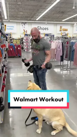 I will grab a quick workout anytime I can. 😂 What’s the weirdest place you have worked out? #fitnessfail #dog #workoutchallenge #walmartworkout 