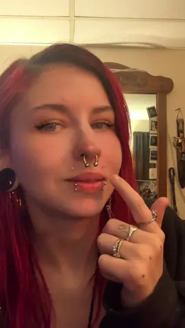 even tho i was just shaking and about to cry bc of frustration a few minutes ago, im sooo happy with it and happy i pushed thru all the frustration bc now i have the piercing i have wanted forever!!! #piercing #angelbitespiercing #athomepiercing #swollenaf 
