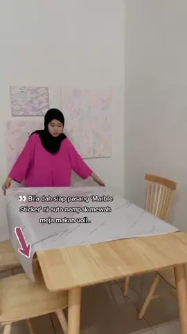Mudah di pasang.. Tahan haba, kalis air.. #marblewallpaper #marketingtiktok #stickermeja #stickermarble 