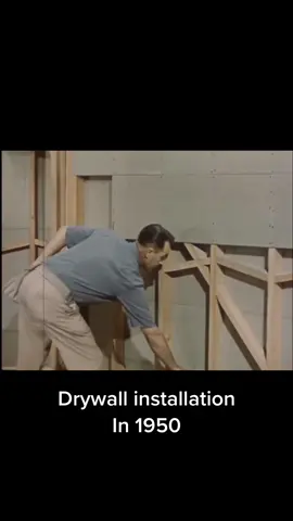 Drywall installation  1950 #drywall #job #1950  #construction #USA #California #LA #NY #chicago #Mi #washinton #oldway #OhNo #ohnono #master #tiktok #oldschool  #wall #sheetrock #hammer #nail #contructor #clasicrock #oldies  #fast #after 