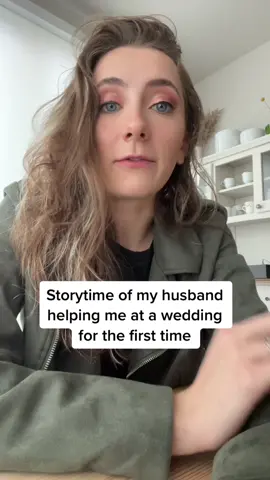 He still helps me aith every wedding but he will never live this one down🤣 #storytime #wedding #husband #married #engaged #couple 
