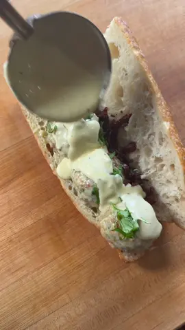 Chicken meatball sub #alfredo #chickenmeatballs 