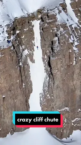 what a line! skiing a crazy line in the Jackson hole backcountry. you have to ski steep turns into a jump off a cliff, and land without hitting the walls, would you try it? #skiing #extremesports #skitok #insane #crazy #wintersports 