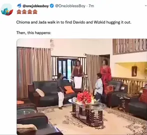 Chioma and Jada walk in to find #Davidoand#Wizkidhugging it out. Then, this happens:
