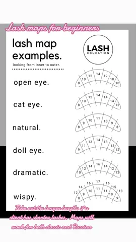 Lash maps for beginners and for pro’s. I mainly work with C and CC curl, these maps will work well for classics and for volume #lashes #lashextensions #lashqueen #lashmaps#lashestutorial #lashtips#fanningtechnique #lashartist #eyelashes 