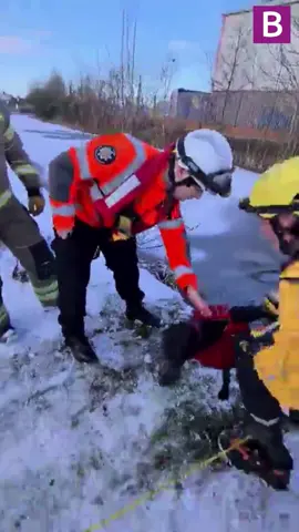 Firefighters were called to rescue a dog which had fallen in a frozen canal in the Black Country. #rescue #birmingham #animals