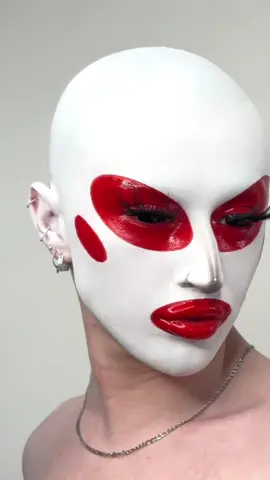Recreating of a look I did for @Tush Magazine ❤️‍🩹 using: #suvabeauty Red Liner #maccosmetics Shivering White Studio Fix Powder & Clear Lipglass #nyxcosmetics White Liner #kryolanmakeup Supracolor 070 & Baldcap #mesmereyez Black Sclera Lenses #eldorafalseeyelashes B802 Lashes (code BOQUINN20 for 20% off)