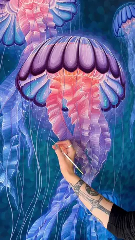 What’s your favorite sea animal💜 #jellyfish #aquaticart #oilpainting #artistsoftiktok 