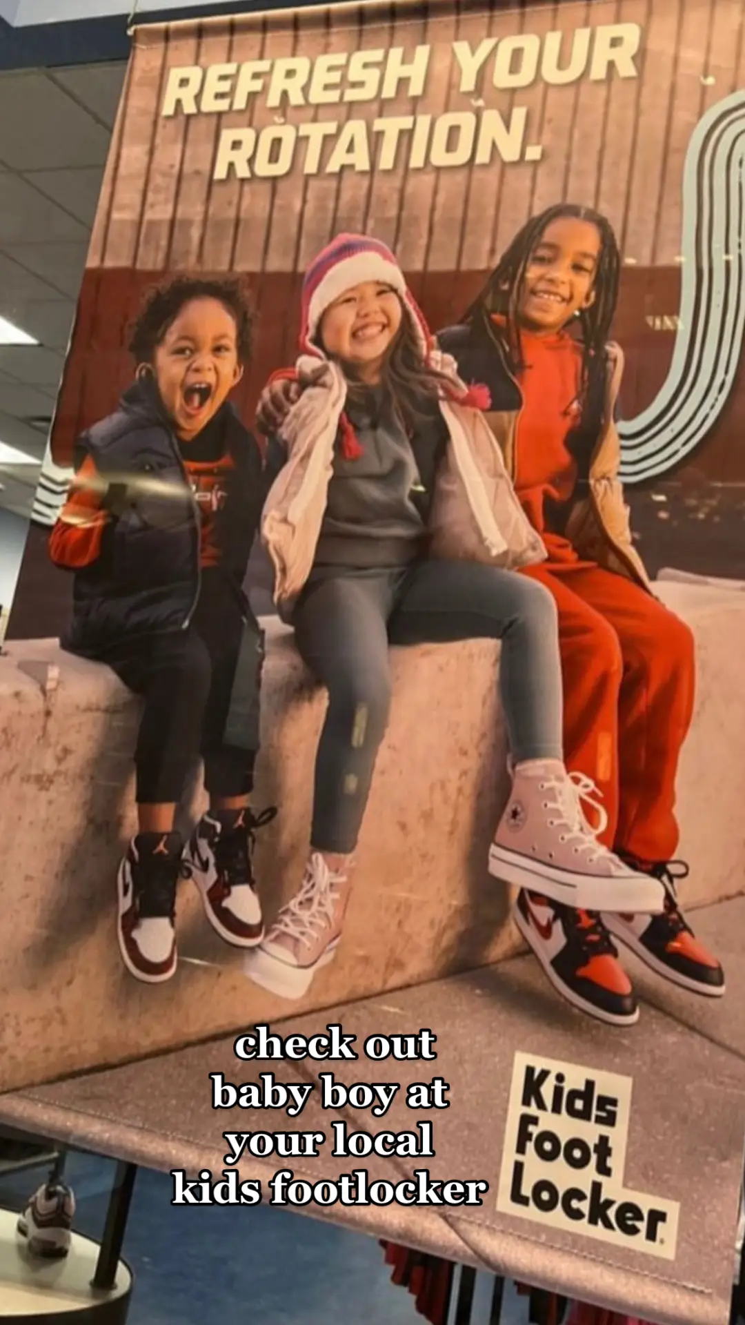 we are going to take mason to see his campaign in stores tomorrow 🥹 #modeltoddler #toddlermodel #babymodel #modelbaby #kidsfootlocker #footlocker 