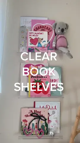 I love these acrylic shelves so much! & they look so cute decorated for Valentine’s Day💕🥰 #amazonfinds #amazonhome #homedecor #ValentinesDay #booksforkids #bookshelf 