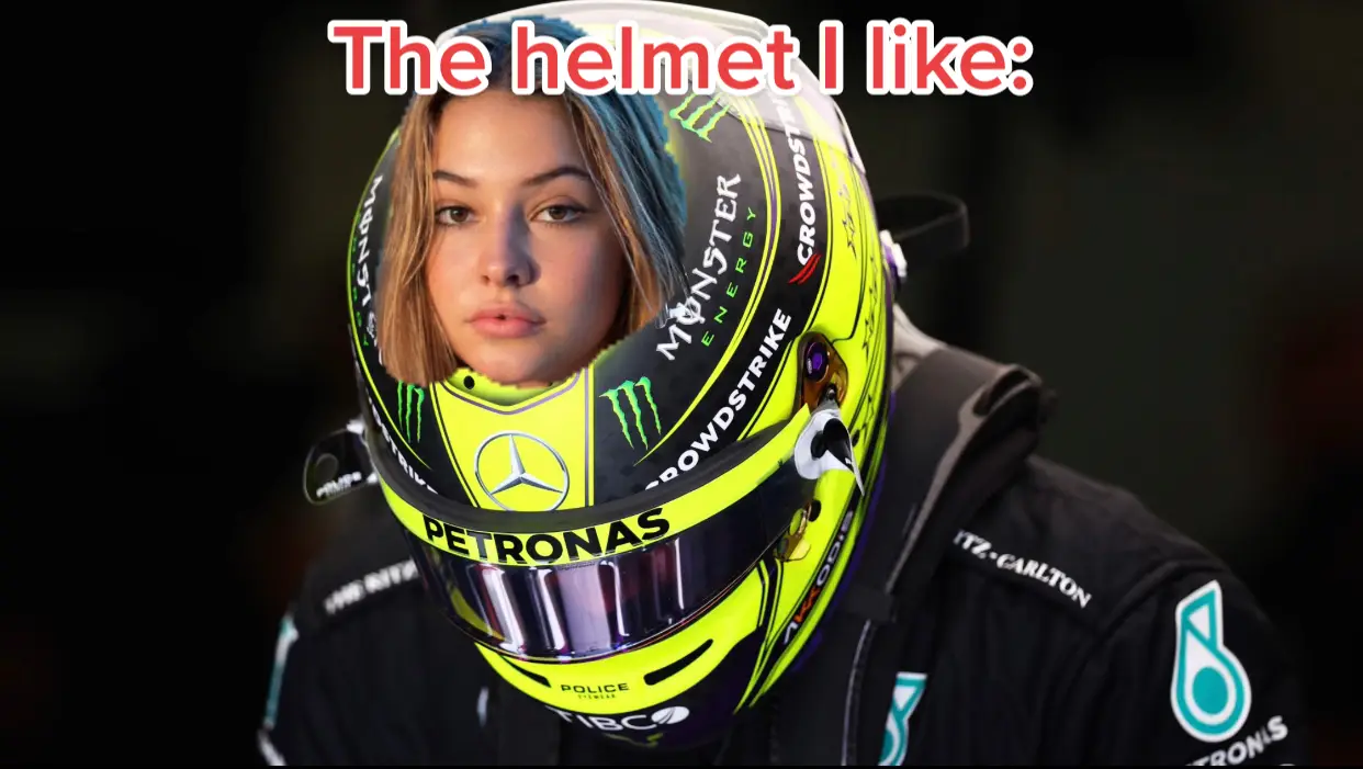 Never thought I could be INLOVE with a helmet 🤔 #madelyncline #madelyn #cline #lewishamilton #44 #beautiful #pretty #beautifulhelmet #fun #funny #joke #madelynclineedit #carracing #racecars #Motorsport #racing #formula1 #formula1edit #blonde #fyp #goviral #xyzbca #fypシ゚viral 