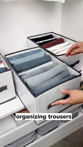 Clothes storage boxes to sorting pants and sweater. #organizedhome #storage #storagehacks #storagebox #sorting #wardrobe #clotheshacks #storageclothes #foryoupage #ad 