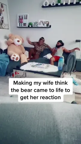 I can’t believe she threw the skillet at it 🤦🏾‍♂️🤣🤣 #viral #bearprank #prank #hilarious #comedy #ilymost #funnyvideos 